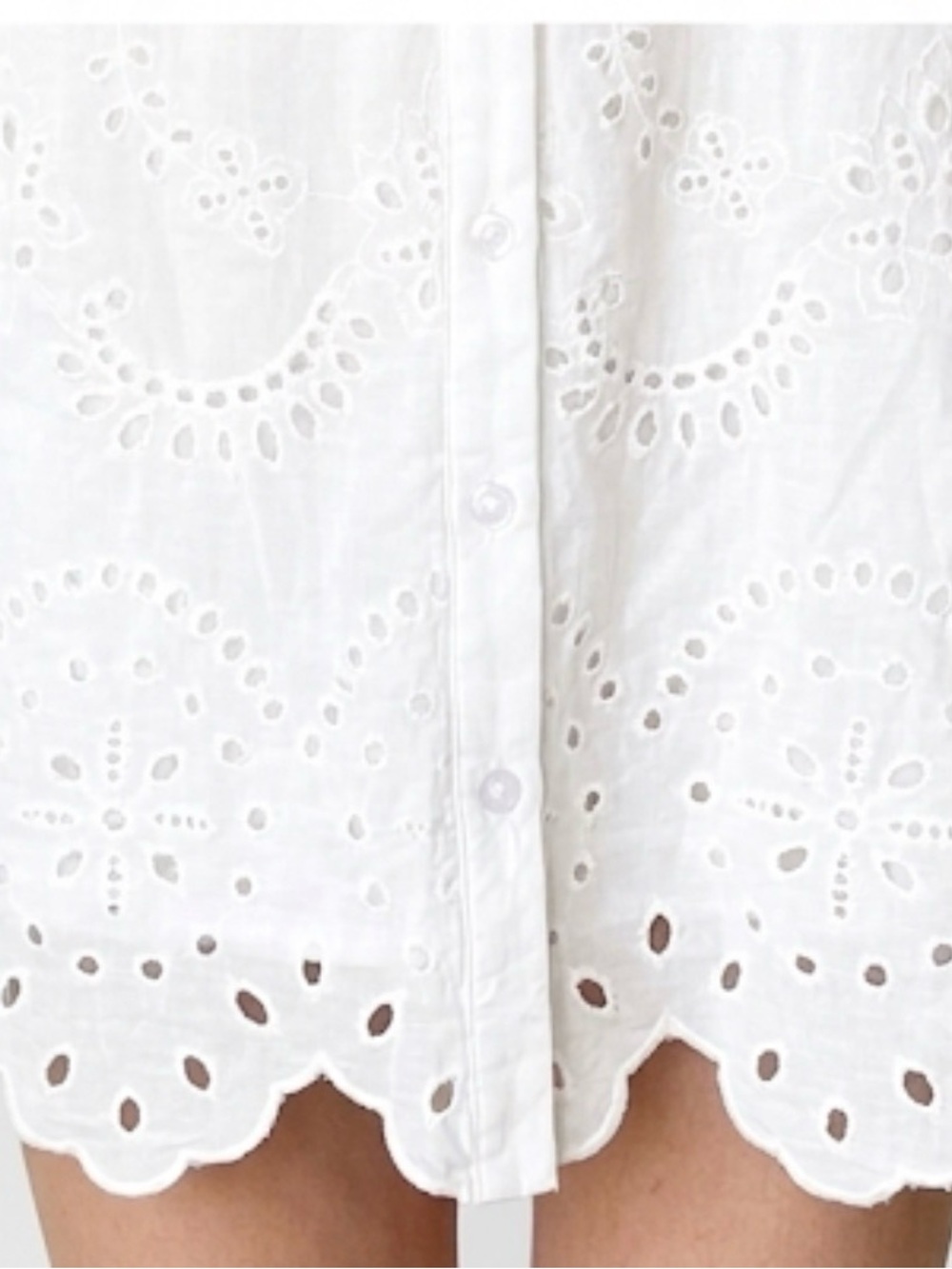 Chartou 100% Cotton Eyelet Long-Sleeve Dress in White - Picture 3 of 4